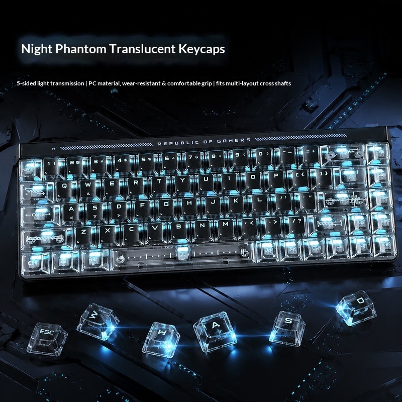 Keyboard Gaming Black - 透明バックライトキーキャップ OEM高さ PC素材 クロスシャフト メカニカルキーボードキーキャップ DIY