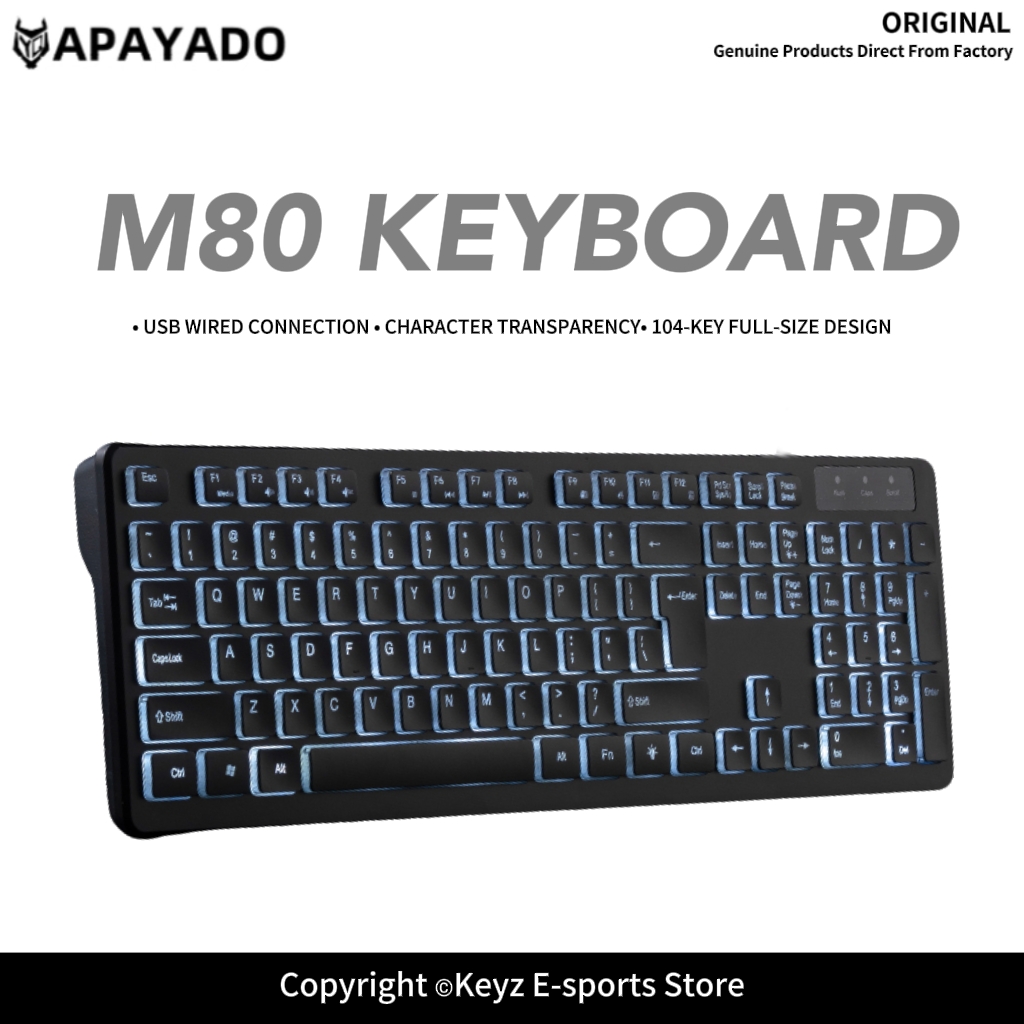Keyboard Gaming Mac - 有線USBゲーミングキーボード 超薄型チョコレートキーキャップ カラフルLEDバックライト APAYADO M80 静音タイピング