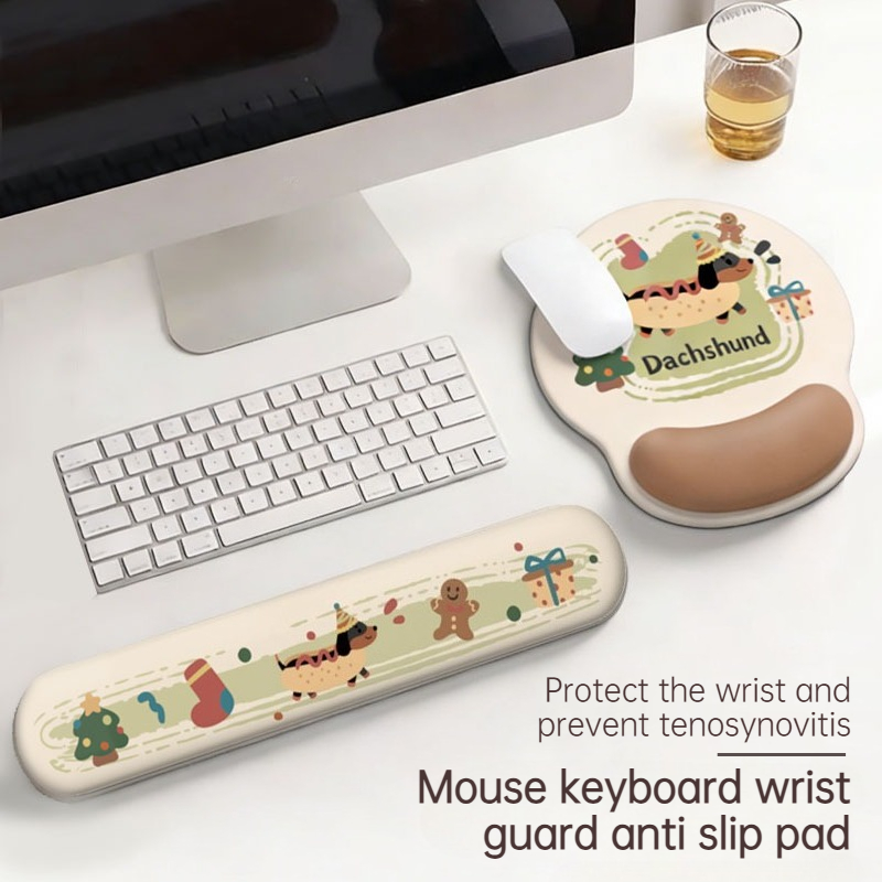 Gaming Keyboard Hand - クリエイティブな漫画風ソーセージドッグの厚い滑り止め3Dリストガードマウスパッド、快適なオフィスゲーム用キーボードハンドパッド