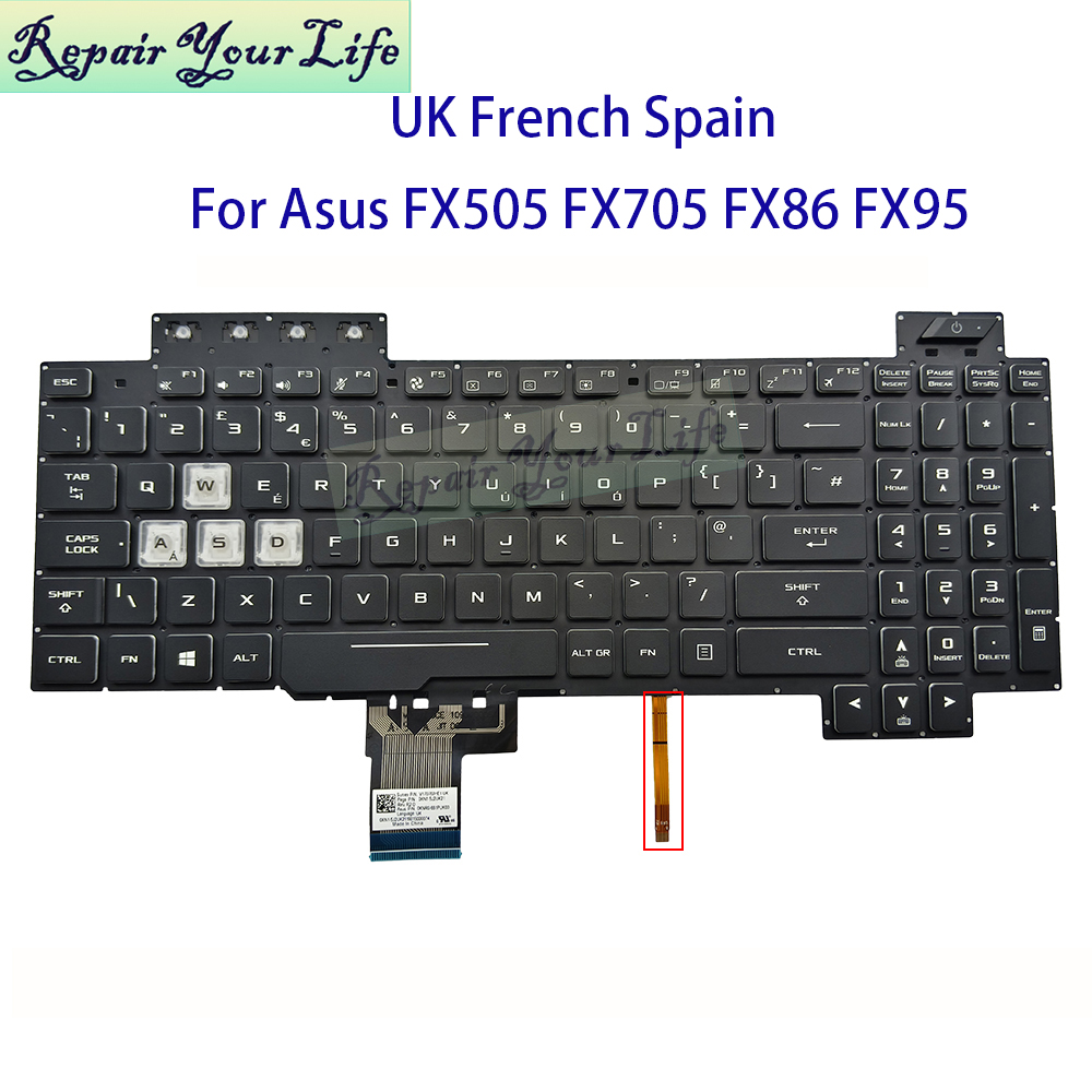 Gaming Keyboard Asus - 英国スペインフランス語 AZERTY キーボード RGB バックライト付き Asus