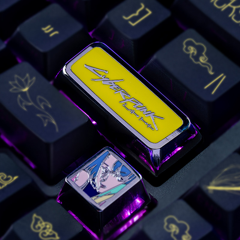 Gaming Keyboard Ergo - アニメキーキャップサイバーパンク 2077 テーマメカニカルキーボード金属素材キーキャップ PC ゲーミングキーボードギフト