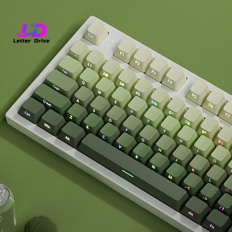 Gaming Keyboard Typewriter - 135キー チェリープロファイル グリーングレープキーキャップ サイドプリント シャインスルーキーキャップ ダブルショットPBTキーキャップ