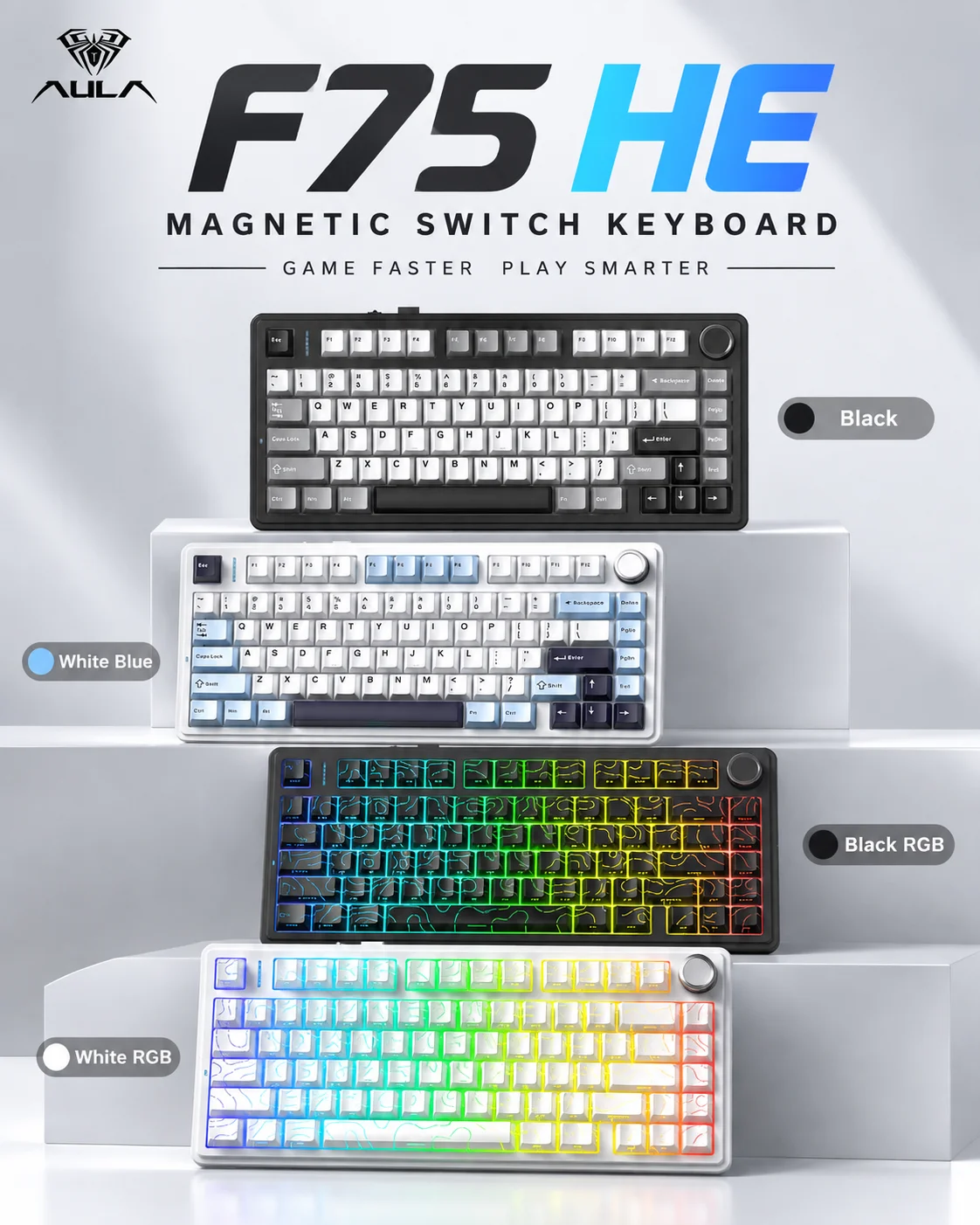 Gaming Keyboard Wireless - AULA F75 HE マグネット式キーボード 75% ゲーミングメカニカルキーボード