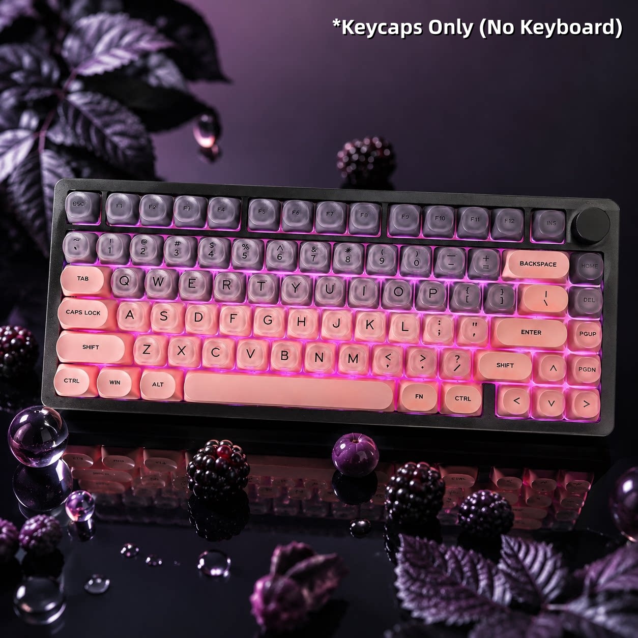 ブラックピンクのグラデーションカラーのクリスタルキーキャップ - Keyboard Gaming Black のレビューと価格