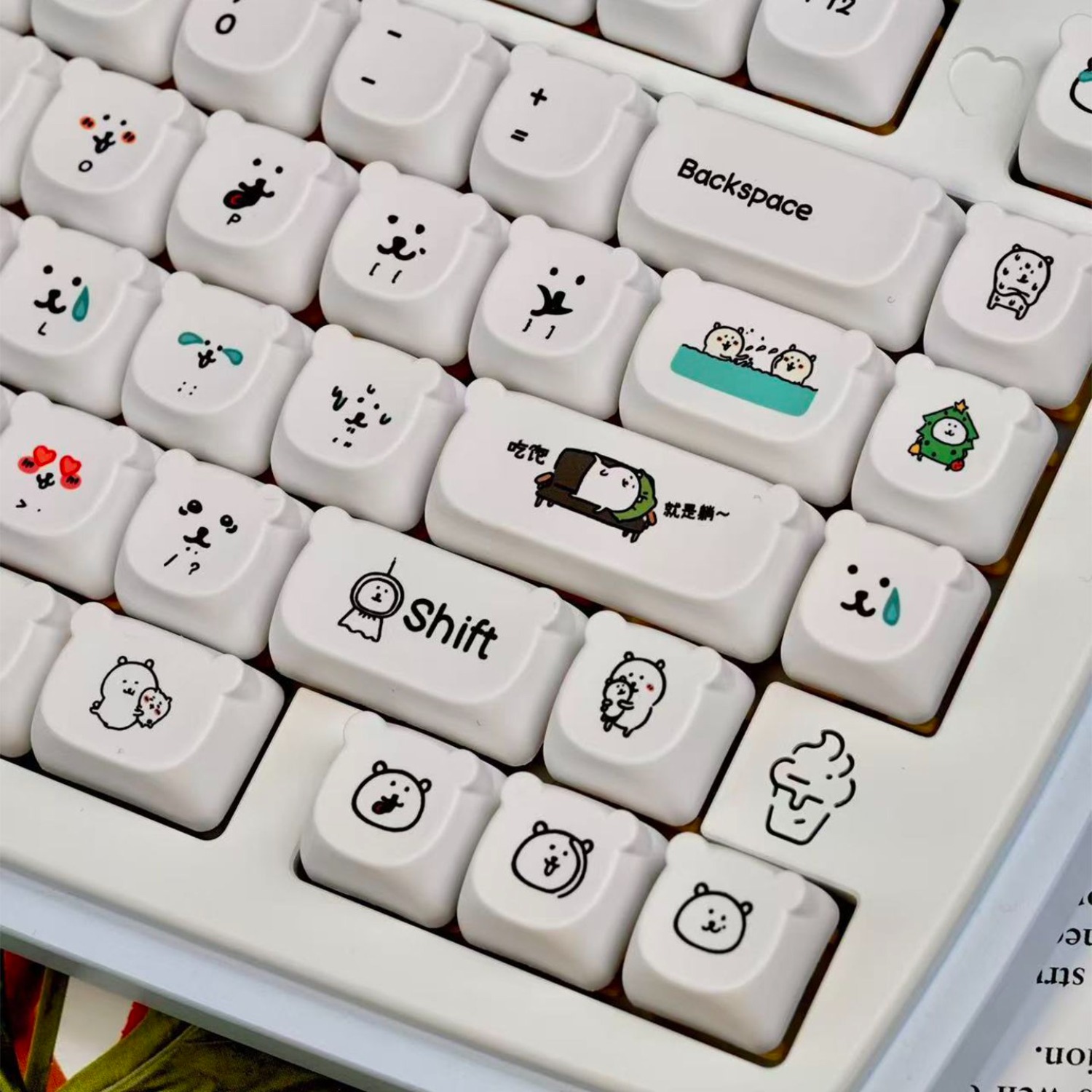 かわいい漫画風ジョークベアPBTキーキャップEAO高さ耐摩耗 - Gaming Keyboard Ergo のレビューと価格