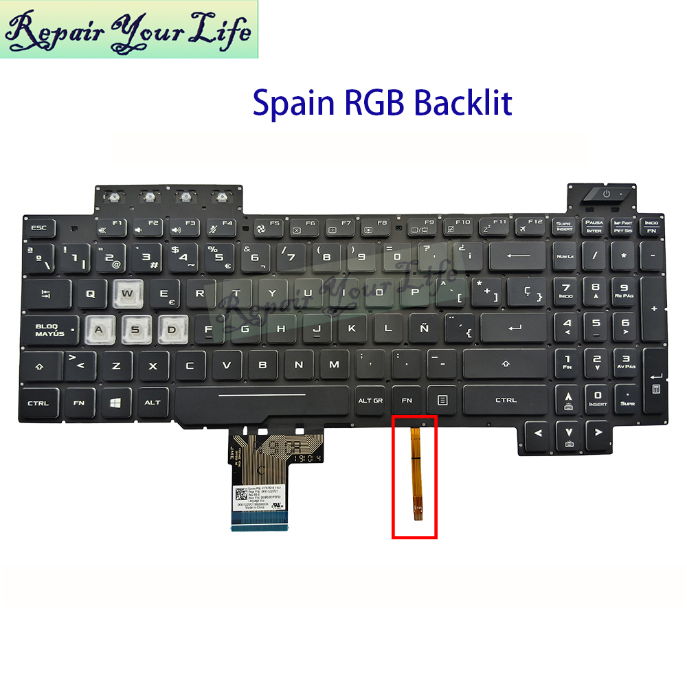 英国スペインフランス語 AZERTY キーボード RGB バ - Gaming Keyboard Asus のレビューと価格
