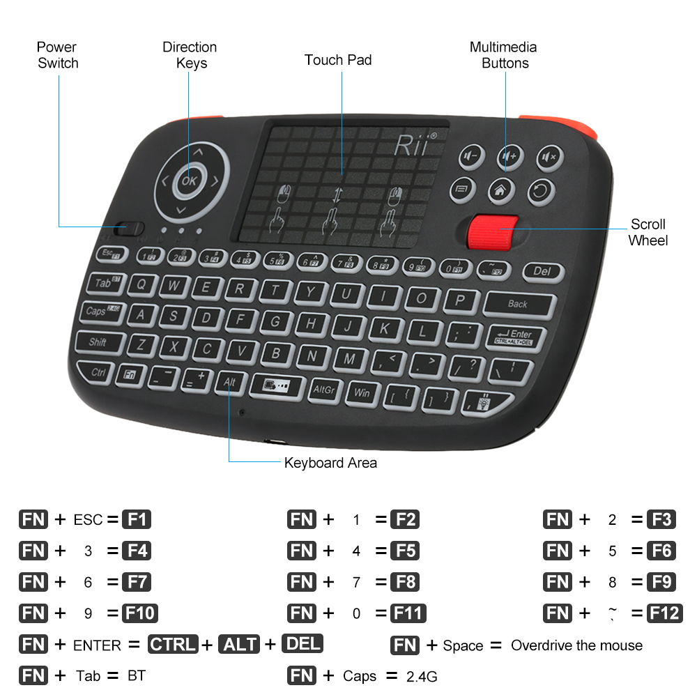 Rii I4 Mini BT ワイヤレスキーボード タッチパ - Gaming Keyboard Hand のレビューと価格