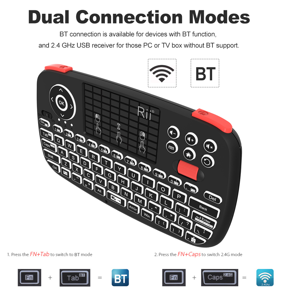 Rii I4 Mini BT ワイヤレスキーボード タッチパ - Gaming Keyboard Hand のレビューと価格